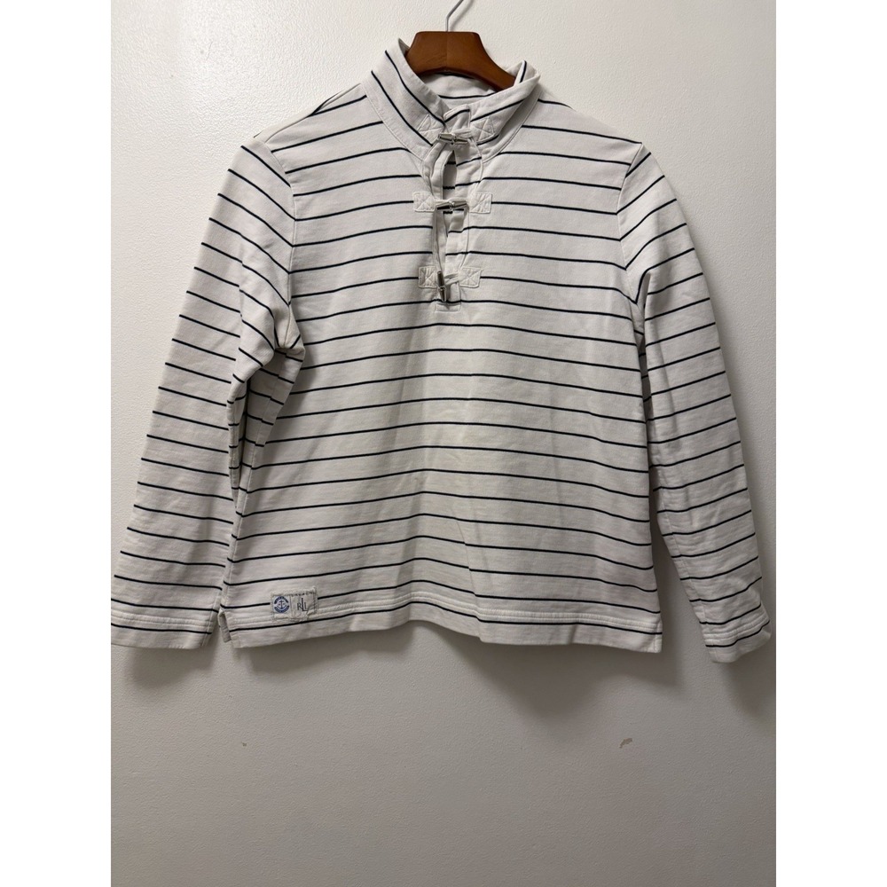 Polo Ralph Lauren RL Striped White Sweater Large Women's Cotton